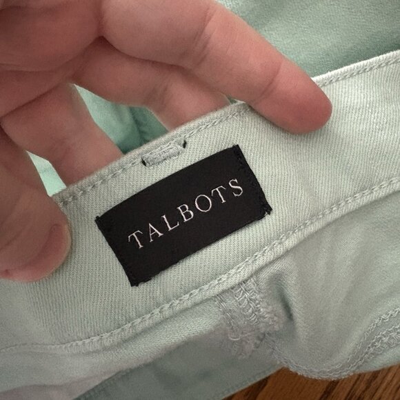 Talbots Petite Women 12P Mint Green Denim Cotton Blend Stretch Slim Ankle Jean - Picture 8 of 10